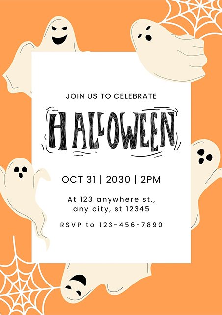 Orange-Spooky-Illustration-Halloween-Invitation-Card